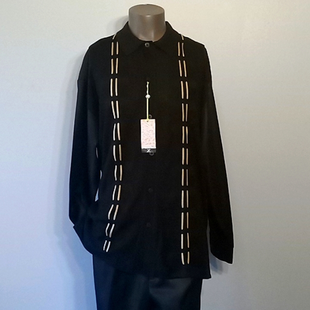 Rare & Unique 2pc Black Men's Long sleeves pants set by SilverSilk